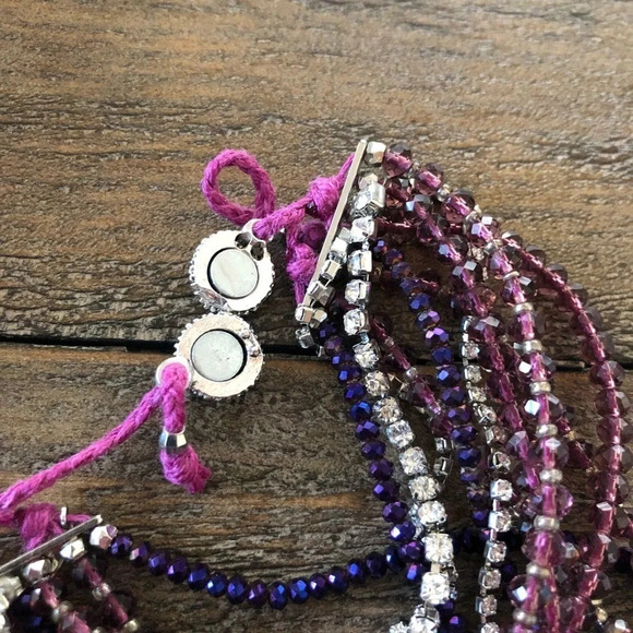 NWT Serafina 10-1 Chain Purple Silver Rhinestone Magnet Bracelet Adjustable New - Picture 4 of 5